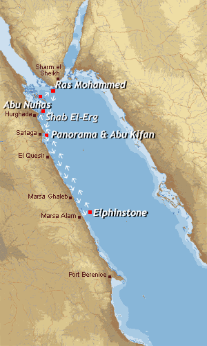 Map of the route to Elphinstone Reef