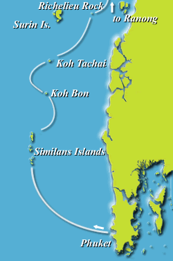 The Similans' liveaboard route
